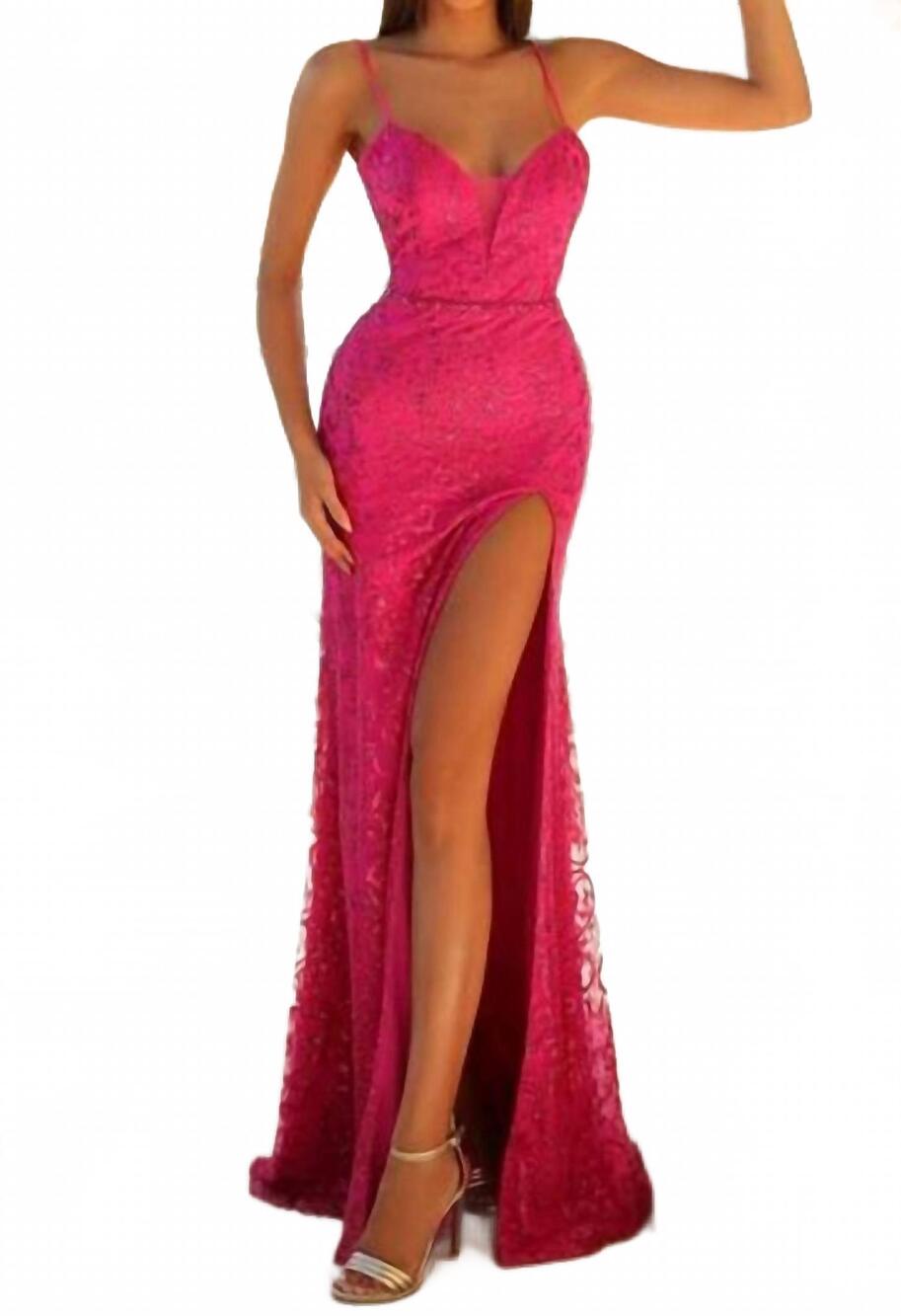 NEW CLARISSE sparkling sleeveless dress in fuchsia